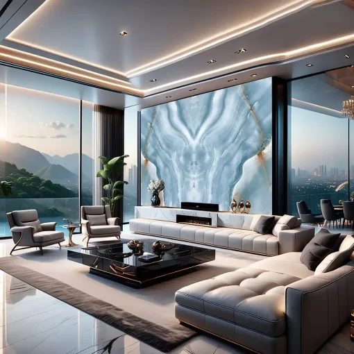 Tranh pvc tráng gương ốp tường vân đá đối xứng TC1614