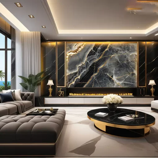 Tranh pvc tráng gương ốp tường vân đá TC1615