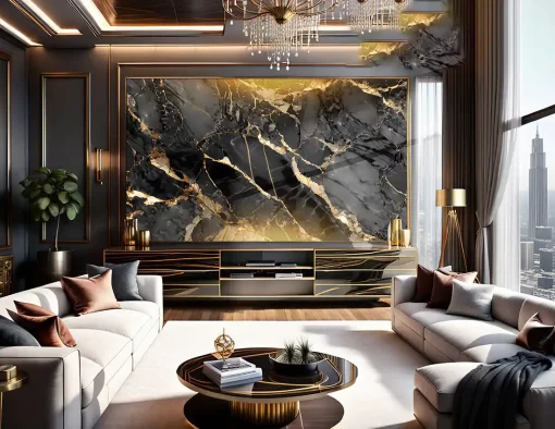 Tranh pvc tráng gương ốp tường vân đá TC1620