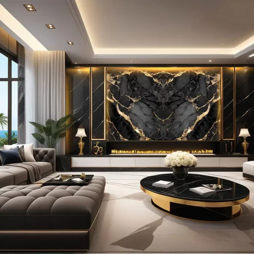 Tranh pvc tráng gương ốp tường vân đá đối xứng TC1621