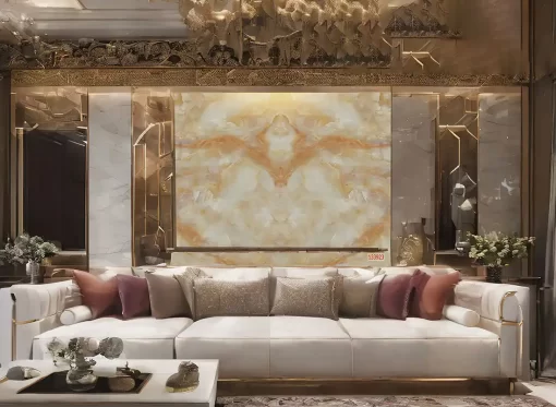 Tranh pvc tráng gương ốp tường vân đá đối xứng TC1631