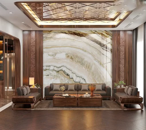 Tranh pvc tráng gương ốp tường vân đá TC1635