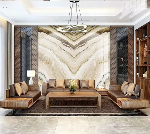 Tranh pvc tráng gương ốp tường vân đá đối xứng TC1636