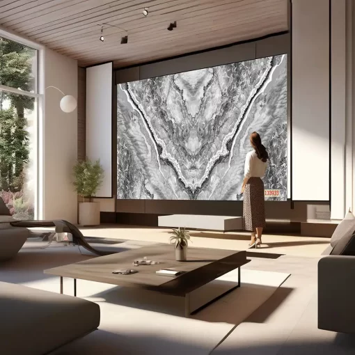 Tranh pvc tráng gương ốp tường vân đá đối xứng TC1641