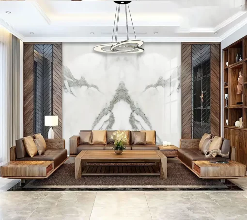 Tranh pvc tráng gương ốp tường vân đá đối xứng TC1643