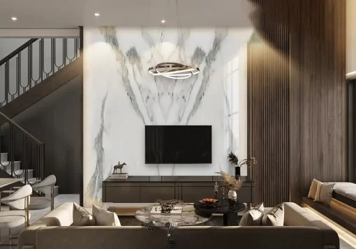 Tranh pvc tráng gương ốp tường vân đá đối xứng TC1644