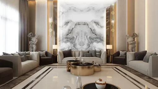 Tranh pvc tráng gương ốp tường vân đá đối xứng TC1645