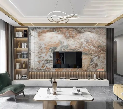 Tranh pvc tráng gương ốp tường vân đá TC1650