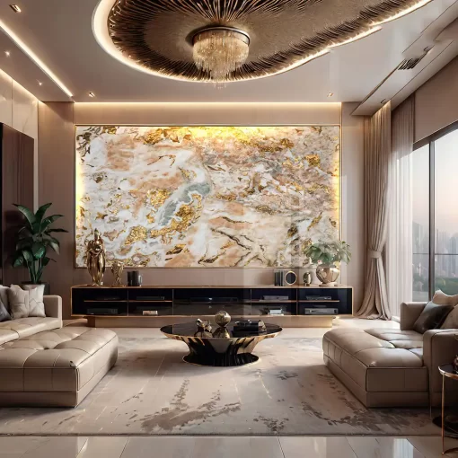 Tranh pvc tráng gương ốp tường vân đá TC1657