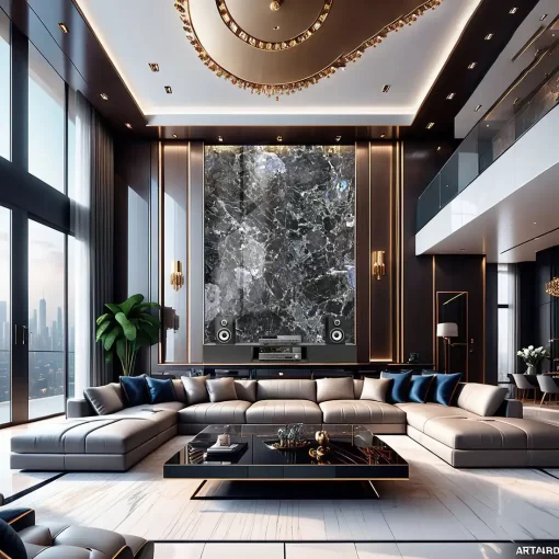 Tranh pvc tráng gương ốp tường vân đá TC1662