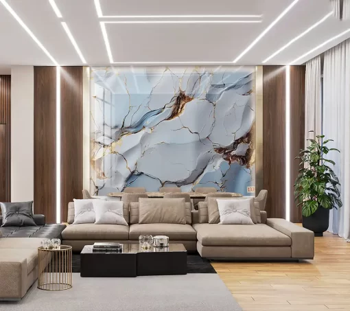 Tranh pvc tráng gương ốp tường vân đá TC1667