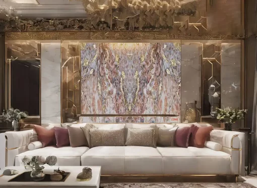 Tranh pvc tráng gương ốp tường vân đá đối xứng TC1673