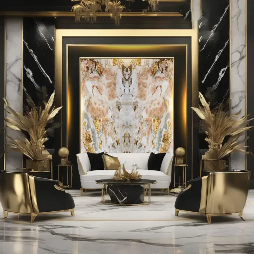 Tranh pvc tráng gương ốp tường vân đá đối xứng TC1674