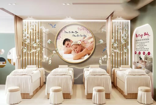 Tranh pvc tráng gương ốp tường lam sóng TC1696