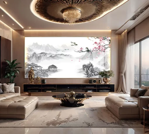 Tranh pvc tráng gương ốp tường phong cảnh nghệ thuật TC1711