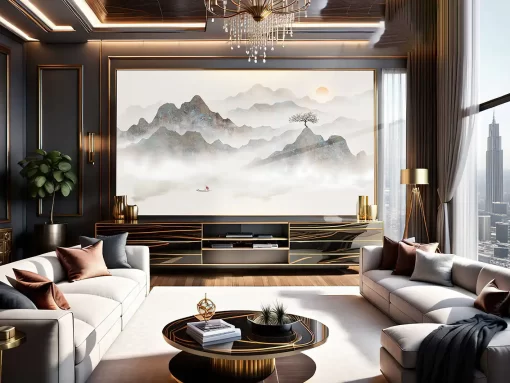 Tranh pvc tráng gương ốp tường phong cảnh nghệ thuật TC1712