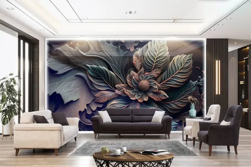 Tranh pvc tráng gương ốp tường bông hoa nghệ thuật TC1718