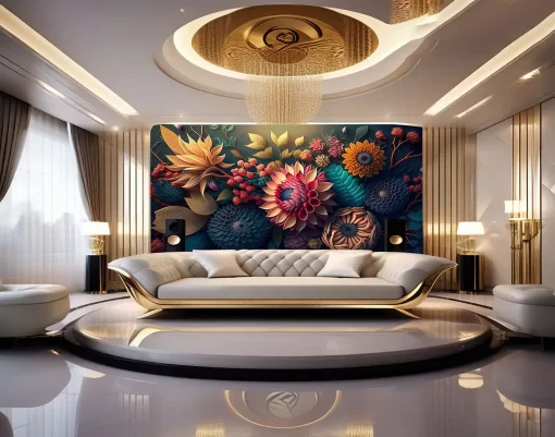 Tranh pvc tráng gương ốp tường bông hoa nghệ thuật TC1719