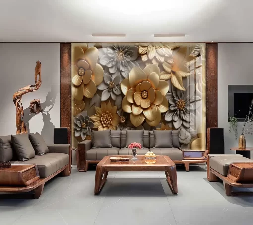 Tranh pvc tráng gương ốp tường bông hoa nghệ thuật TC1720