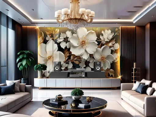 Tranh pvc tráng gương ốp tường bông hoa nghệ thuật TC1721