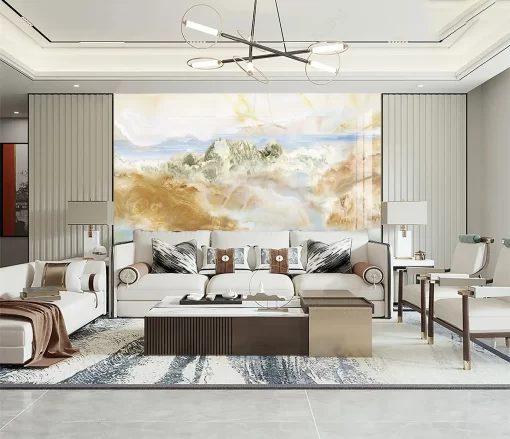 Tranh pvc tráng gương ốp tường vân đá TC1138