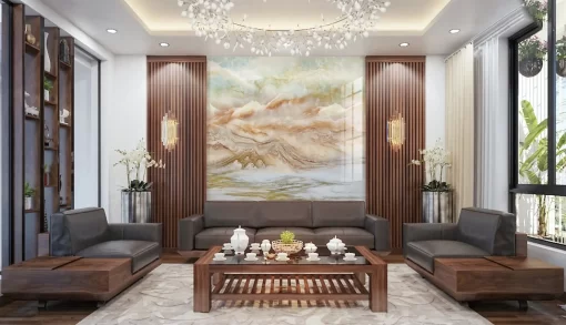 Tranh pvc tráng gương ốp tường vân đá TC1139