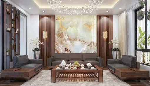 Tranh pvc tráng gương ốp tường vân đá TC1143