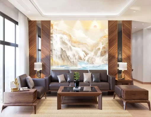 Tranh pvc tráng gương ốp tường vân đá TC1145