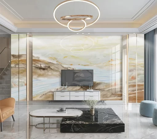 Tranh pvc tráng gương ốp tường vân đá TC1146