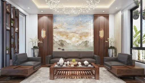 Tranh pvc tráng gương ốp tường vân đá TC1147