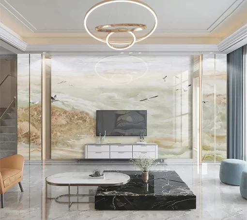 Tranh pvc tráng gương ốp tường vân đá TC1158