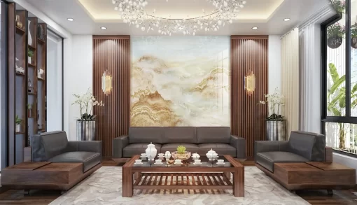 Tranh pvc tráng gương ốp tường vân đá TC1159