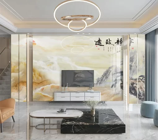 Tranh pvc tráng gương ốp tường vân đá TC1162