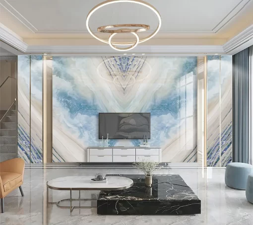 Tranh pvc tráng gương ốp tường vân đá đối xứng TC1164