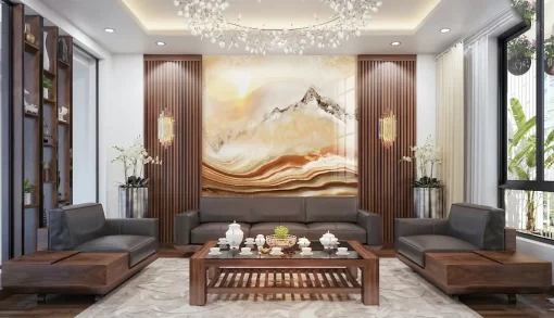 Tranh pvc tráng gương ốp tường vân đá TC1171