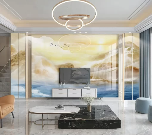 Tranh pvc tráng gương ốp tường vân đá TC1172