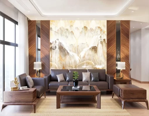 Tranh pvc tráng gương ốp tường vân đá TC1174