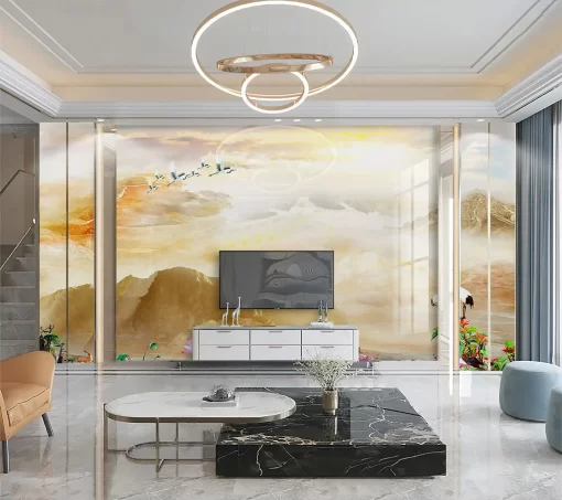 Tranh pvc tráng gương ốp tường vân đá TC1176