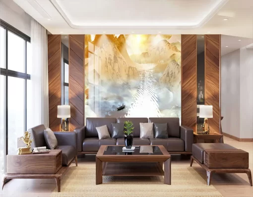 Tranh pvc tráng gương ốp tường vân đá TC1178