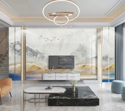 Tranh pvc tráng gương ốp tường vân đá TC1179