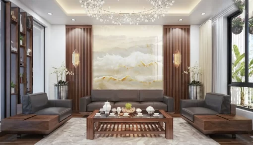 Tranh pvc tráng gương ốp tường vân đá TC1182