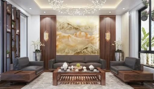 Tranh pvc tráng gương ốp tường vân đá TC1185