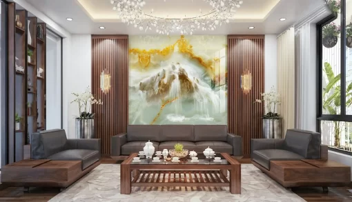 Tranh pvc tráng gương ốp tường vân đá TC1187