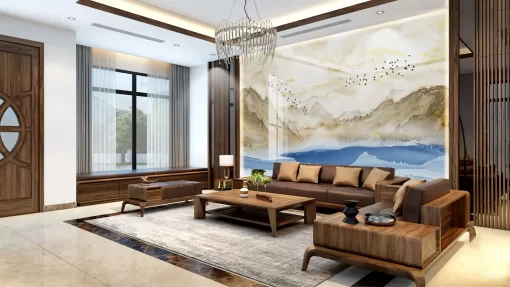 Tranh pvc tráng gương ốp tường vân đá TC1191