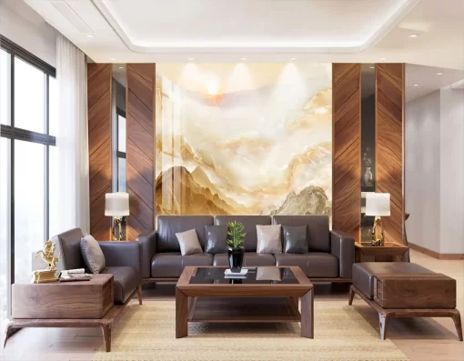 Tranh pvc tráng gương ốp tường vân đá TC1195