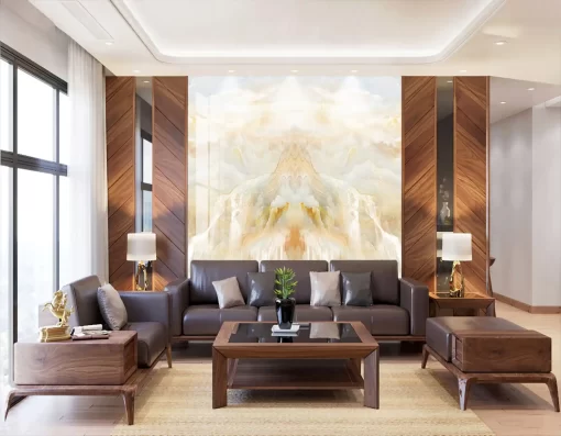 Tranh pvc tráng gương ốp tường vân đá đối xứng TC1196