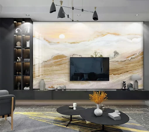 Tranh pvc tráng gương ốp tường vân đá TC1203