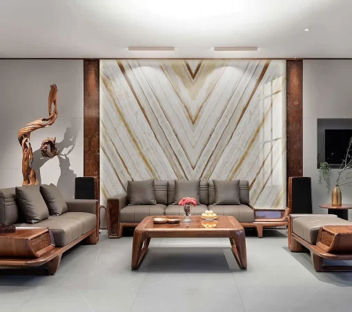 Tranh pvc tráng gương ốp tường vân đá đối xứng TC985