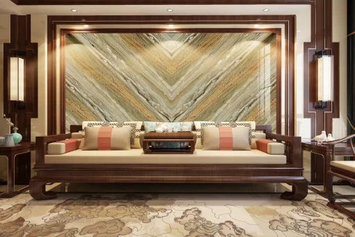 Tranh pvc tráng gương ốp tường vân đá đối xứng TC987