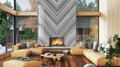 Tranh pvc tráng gương ốp tường vân đá đối xứng thông tầng TC991